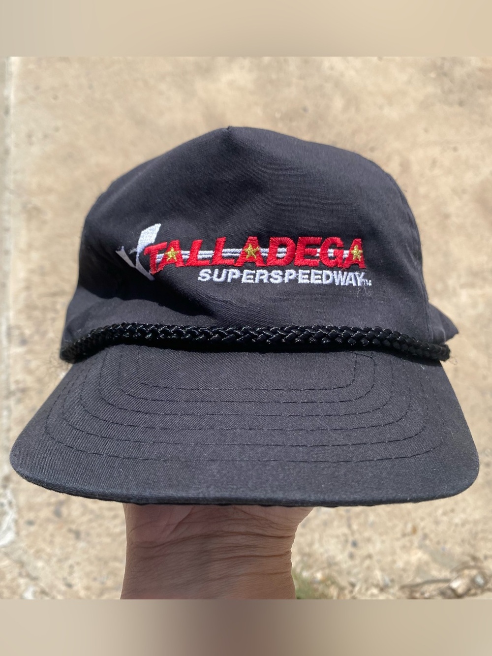 Vintage Talladega Superspeedway Hat Strap Back Mens One Size Black NASCAR Racing